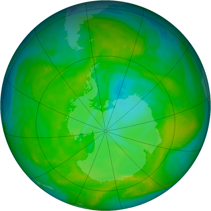 Antarctic ozone map for 17 December 1986